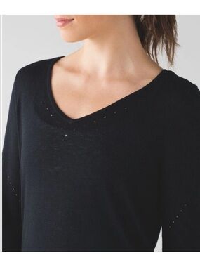 lululemon athletica Black Yin Time Sheer V-Neck Sweater